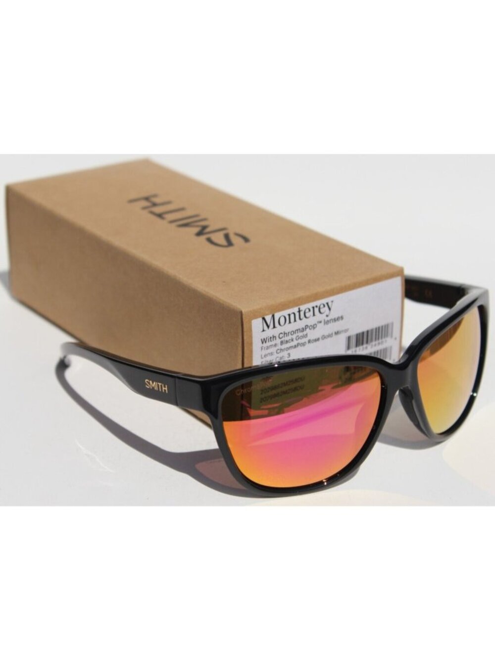 SMITH OPTICS Monterey Sunglasses Black Gold/ChromaPop Rose Gold Mirror NEW $149